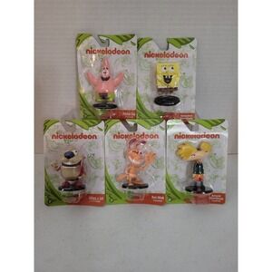 Set of 5 Nickelodeon Figurine Sponge Bob, Patrick Star, Stimpy, Ren, Arnold New